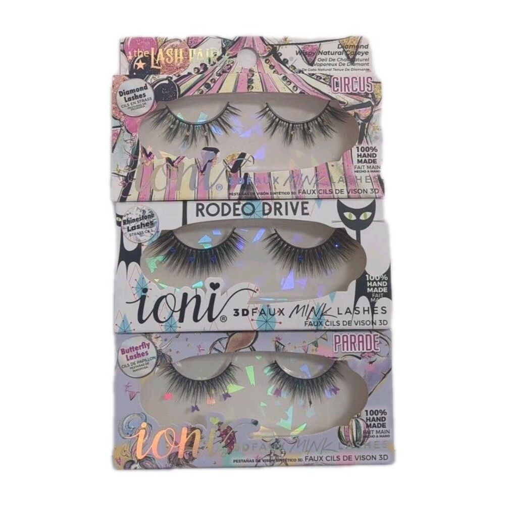 (3 Sets) ioni Lash Fair CIRCUS, PARADE & RODEO DRIVE 3D Faux Mink Lashes